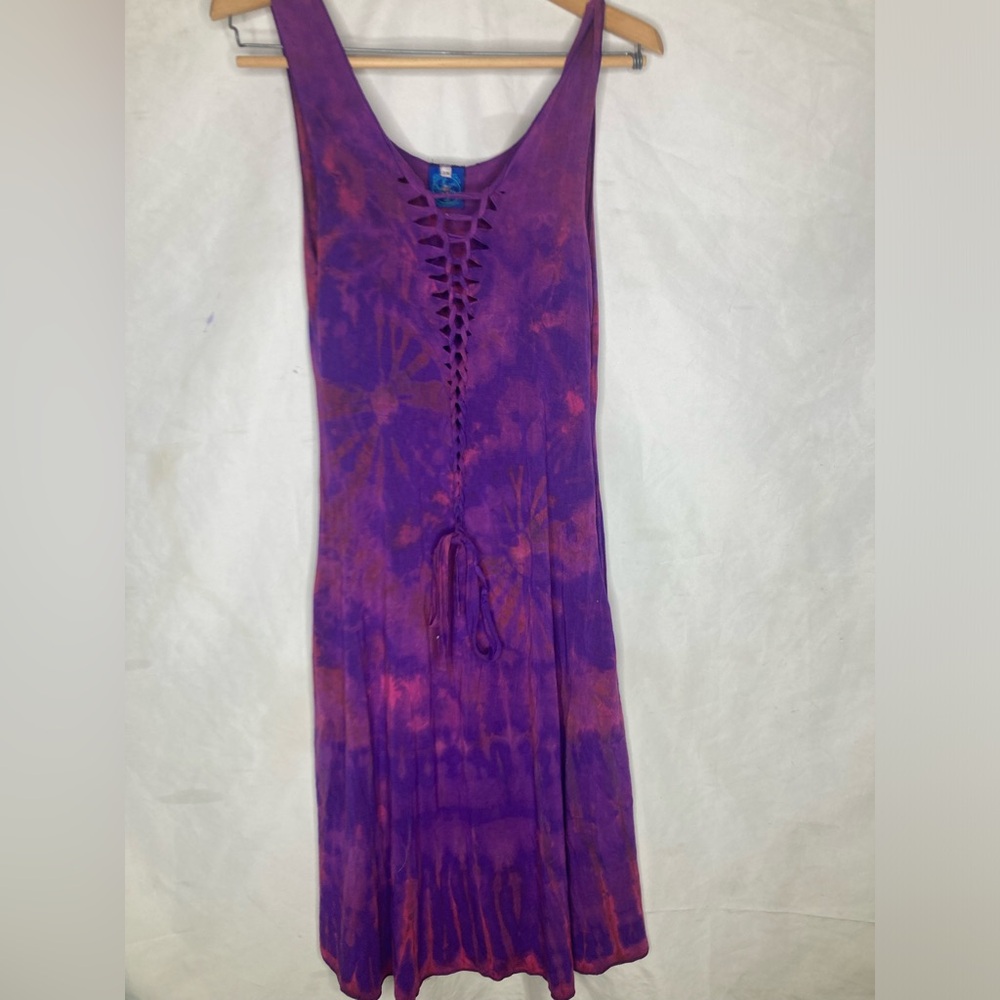 Blue Gecko cutout tie dye midi dress